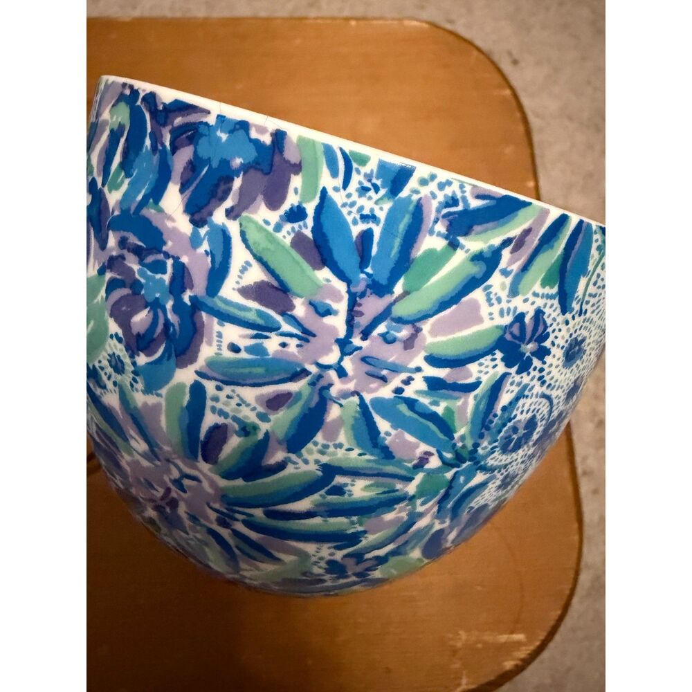 Lilly Pulitzer Blue Floral Gold Handle Ceramic Mug Set of 2